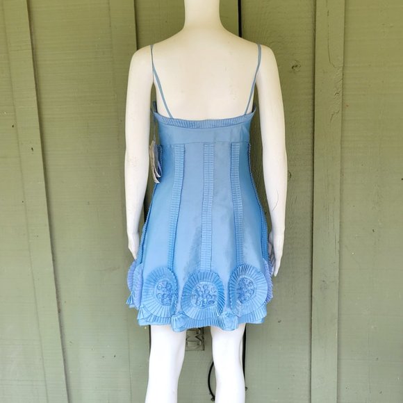 NWT BASIX II Pale Blue Taffeta Rosette Dress 2 - Picture 5 of 6